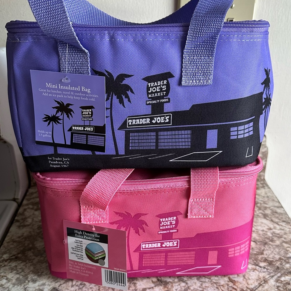 Limited EditionTrader Joe's Purple and Pink Insulated Bags